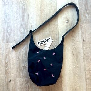 NWT BAGGU UO Exclusive Rose Embroidery Small Nylon Sling Bag